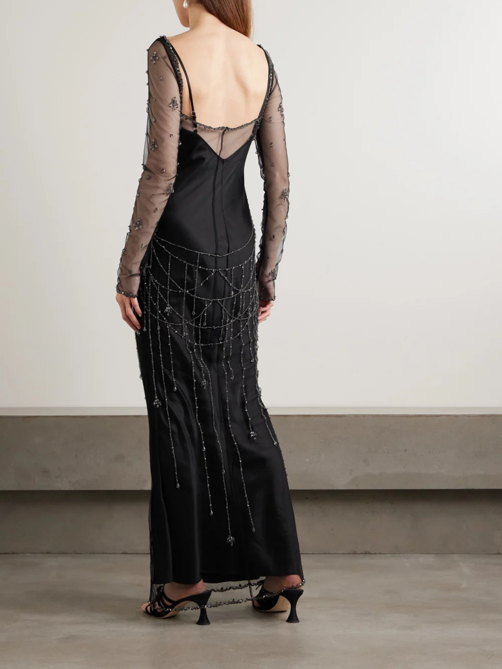 Back view of the Clio Peppiatt Chandelier Embellished Tulle Gown