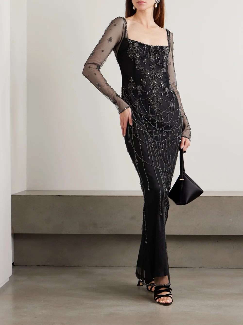Clio Peppiatt Chandelier Embellished Tulle Gown, worn by a model