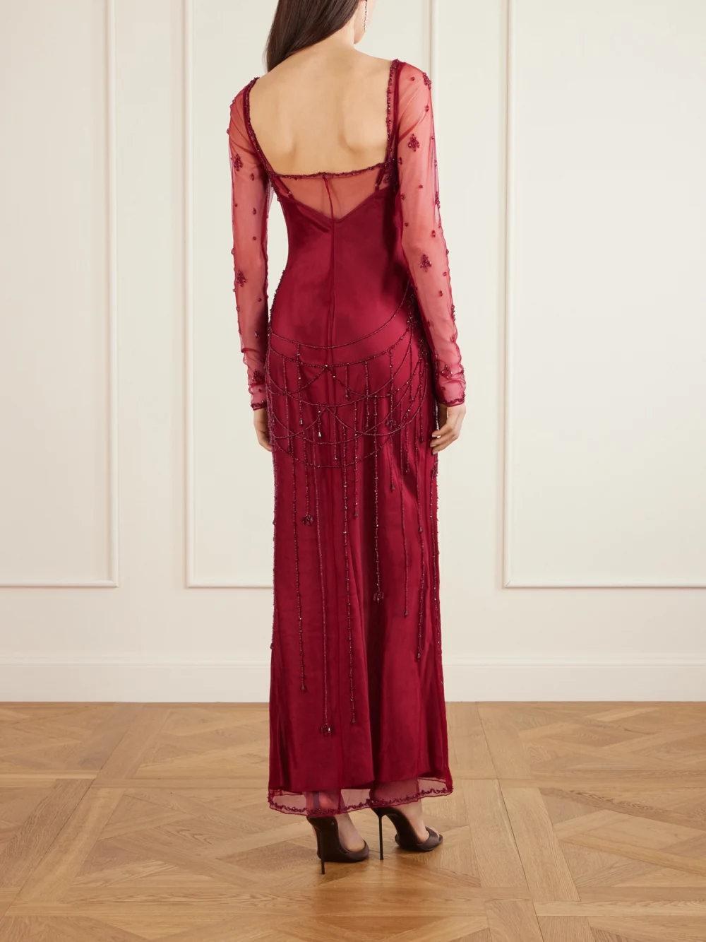 Back view of the Clio Peppiatt Chandelier Embellished Tulle Gown