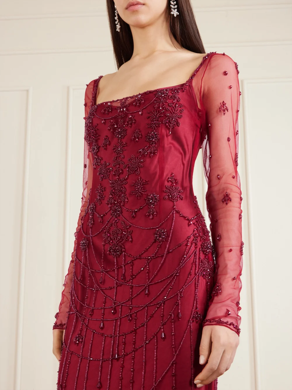 Close-up detail of the Clio Peppiatt Chandelier Embellished Tulle Gown