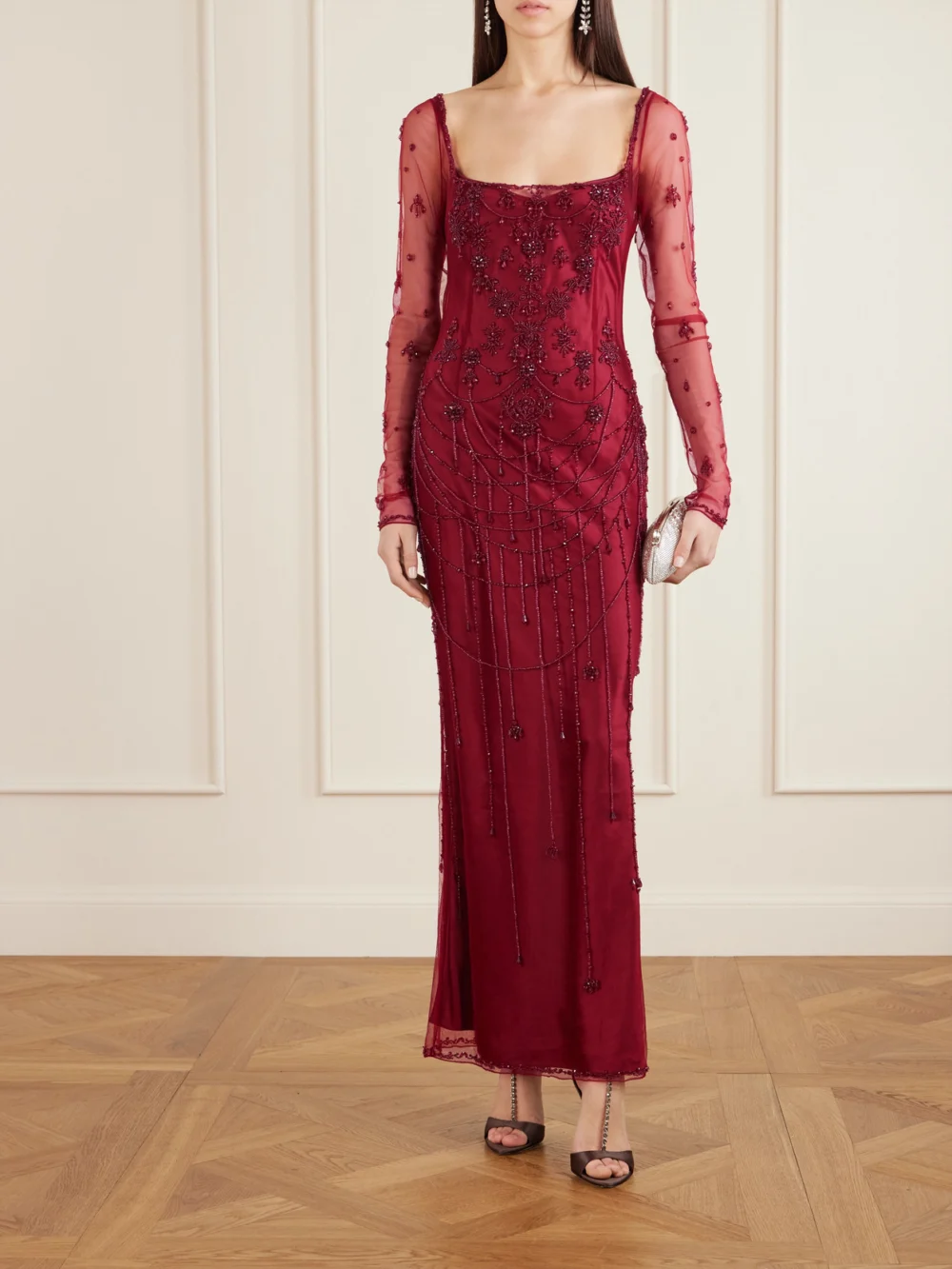 Clio Peppiatt Chandelier Embellished Tulle Gown, worn by a model
