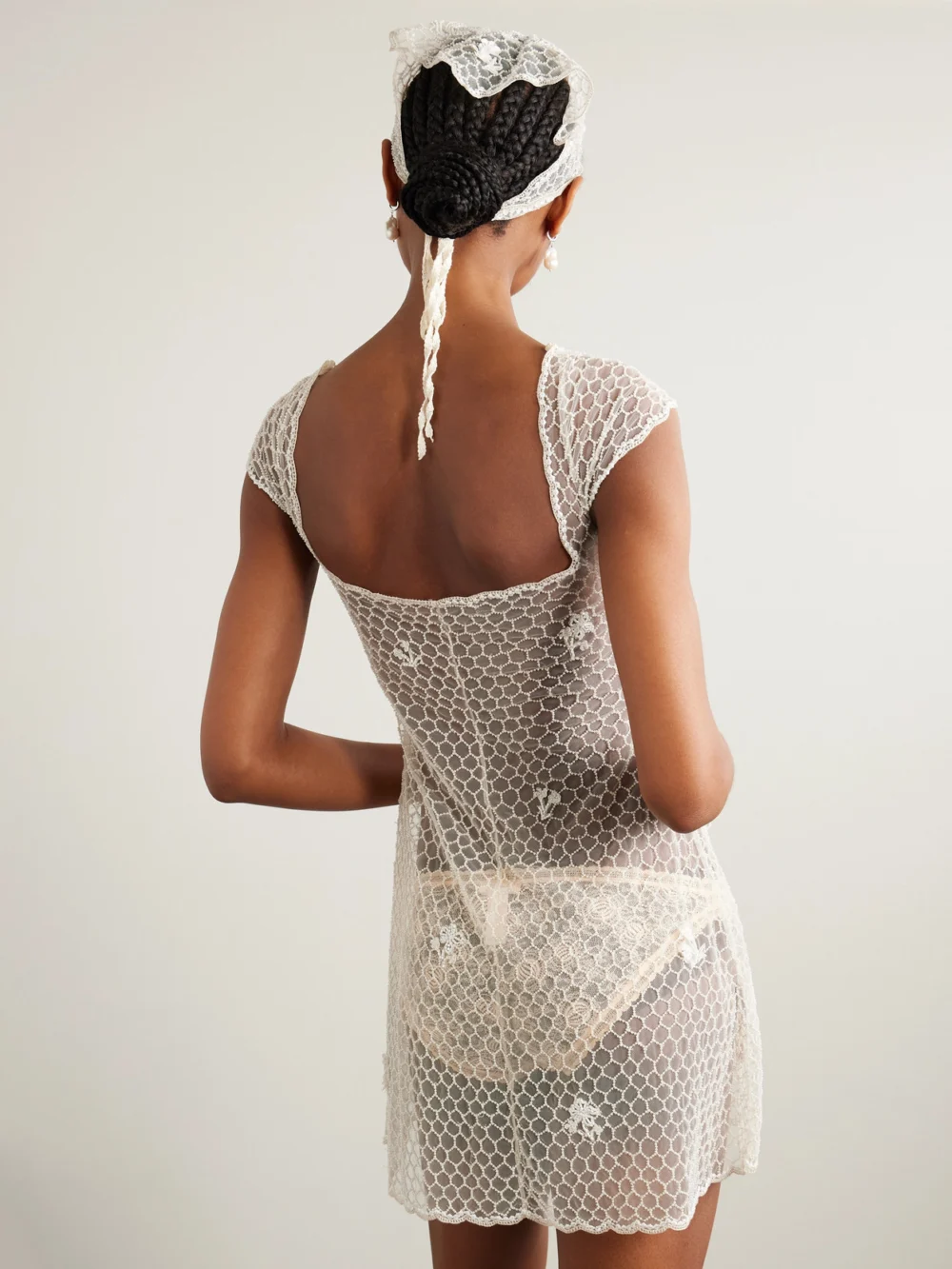 Back view of the Clio Peppiatt Cora Embellished Tulle Mini Dress