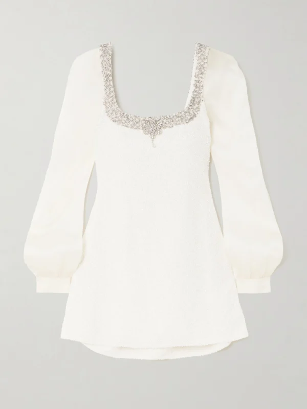 Clio Peppiatt Daisy Crystal and Bead-embellished Stretch-tulle Mini Dress