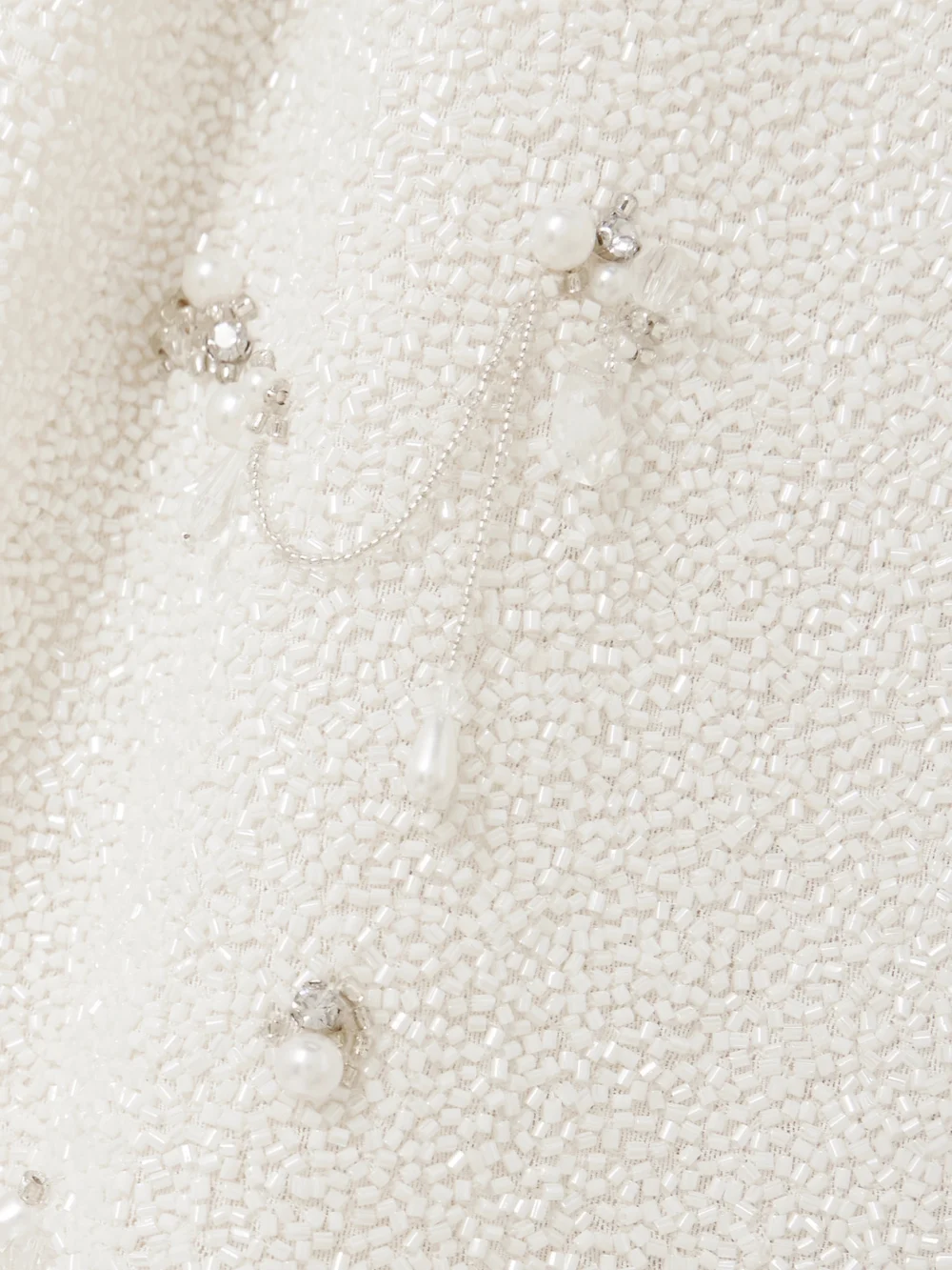 Close-up detail of the Clio Peppiatt Droplet Embellished Beaded Stretch-tulle Gown