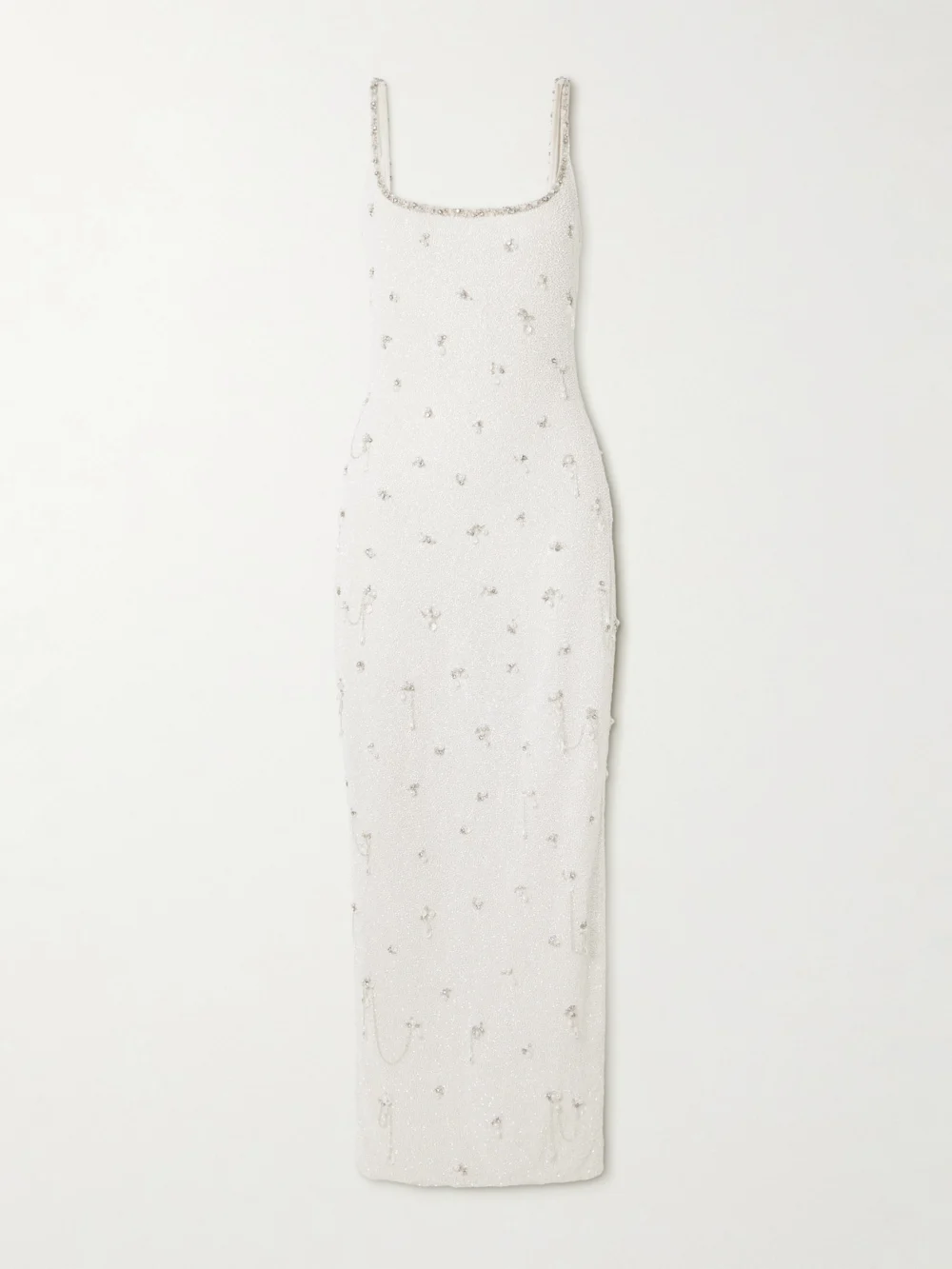 Clio Peppiatt Droplet Embellished Beaded Stretch-tulle Gown in ivory