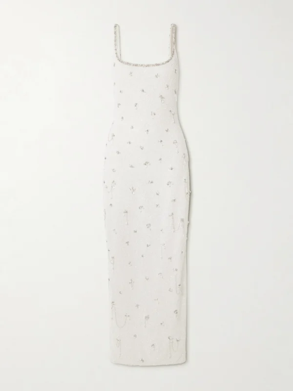 Clio Peppiatt Droplet Embellished Beaded Stretch-tulle Gown