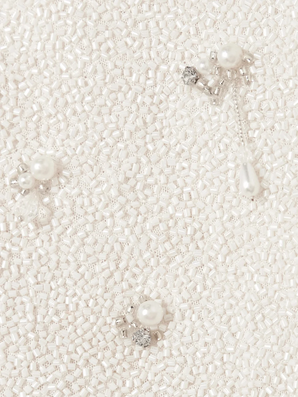 Close-up detail of the Clio Peppiatt Droplet Embellished Beaded Stretch-tulle Mini Dress