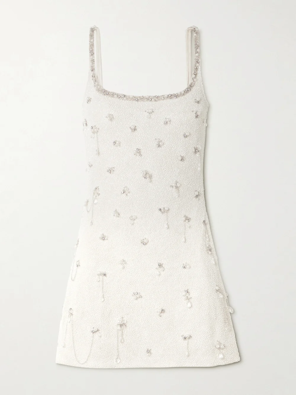 Clio Peppiatt Droplet Embellished Beaded Stretch-tulle Mini Dress in ivory