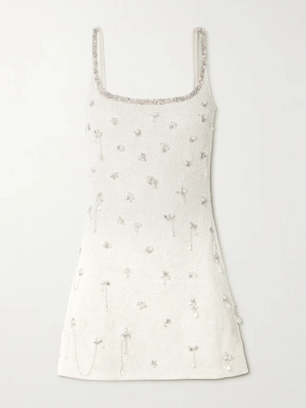Clio Peppiatt Droplet Embellished Beaded Stretch-tulle Mini Dress