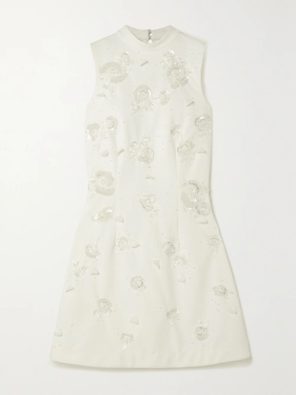 Clio Peppiatt Embellished Stretch-crepe Mini Dress in ivory