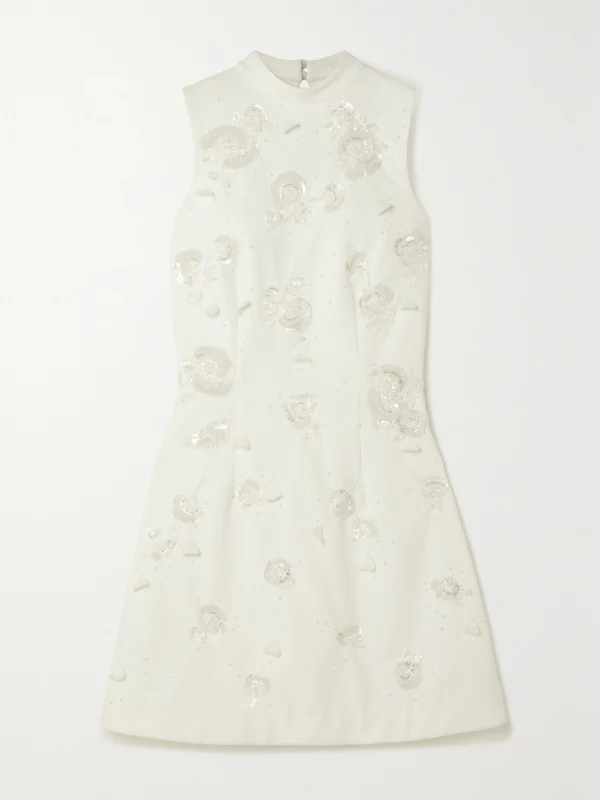 Clio Peppiatt Embellished Stretch-crepe Mini Dress