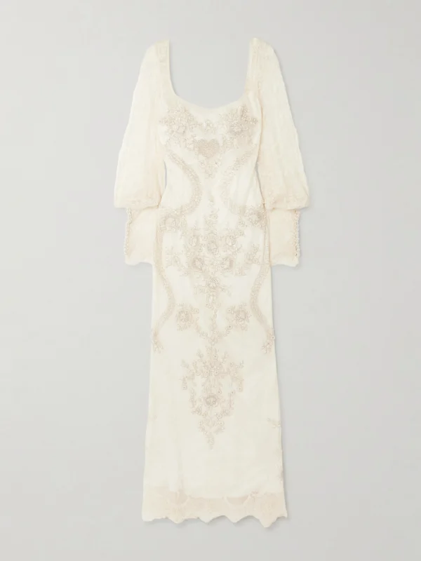 Clio Peppiatt Flora Embellished Lace Gown