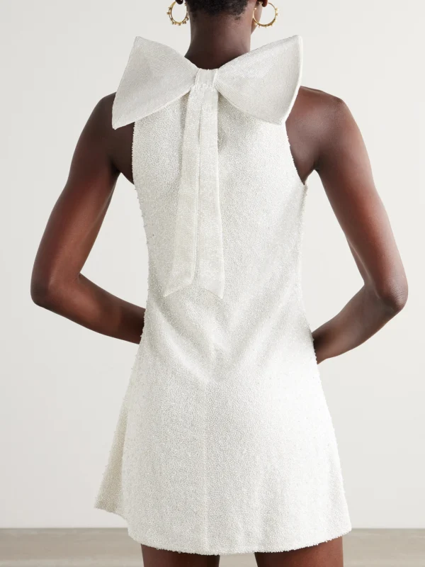 Back view of the Clio Peppiatt Lille Bow-embellished Stretch-tulle Mini Dress