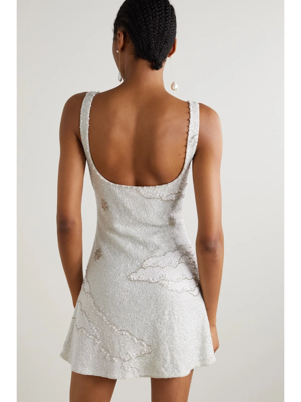 Back view of the Clio Peppiatt Lucina Embellished Stretch-mesh Mini Dress