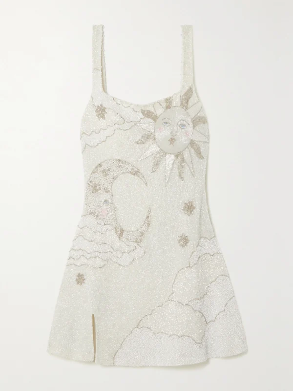 Clio Peppiatt Lucina Embellished Stretch-mesh Mini Dress