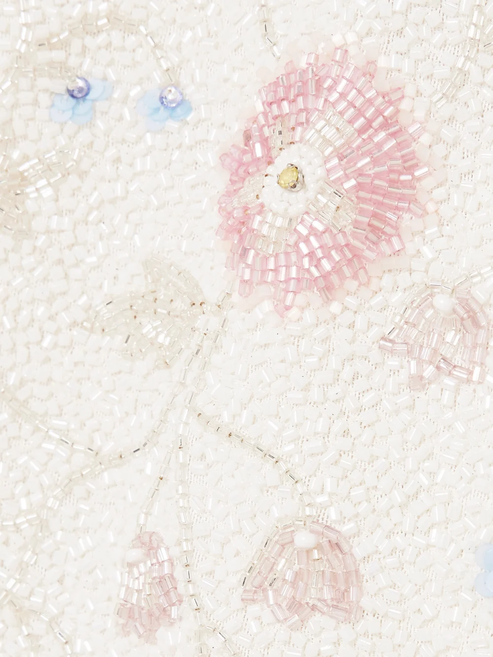 Close-up detail of the Clio Peppiatt Meadow Embellished Beaded Stretch-tulle Mini Dress