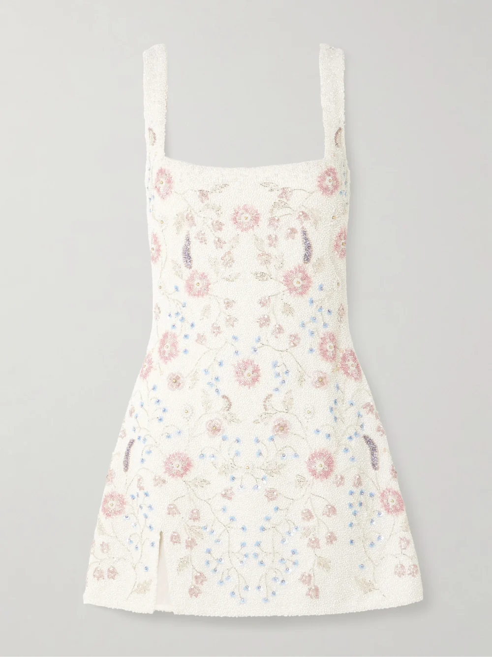 Clio Peppiatt Meadow Embellished Beaded Stretch-tulle Mini Dress in ivory