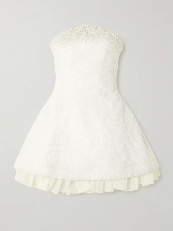 Clio Peppiatt Olympia Strapless Embellished Stretch-tulle Mini Dress