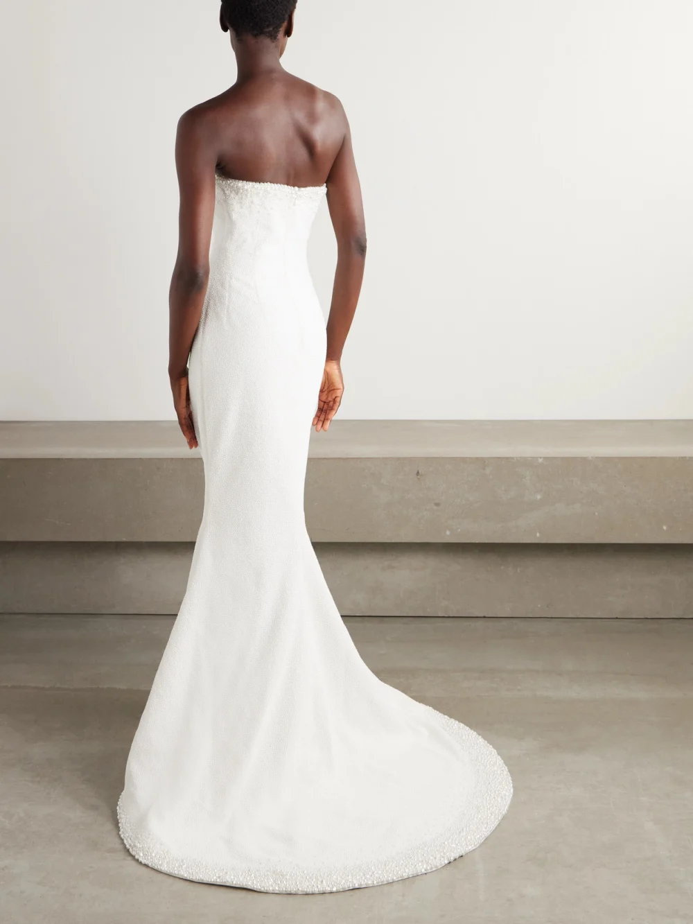 Back view of the Clio Peppiatt Olympia Strapless Embellished Tulle Gown