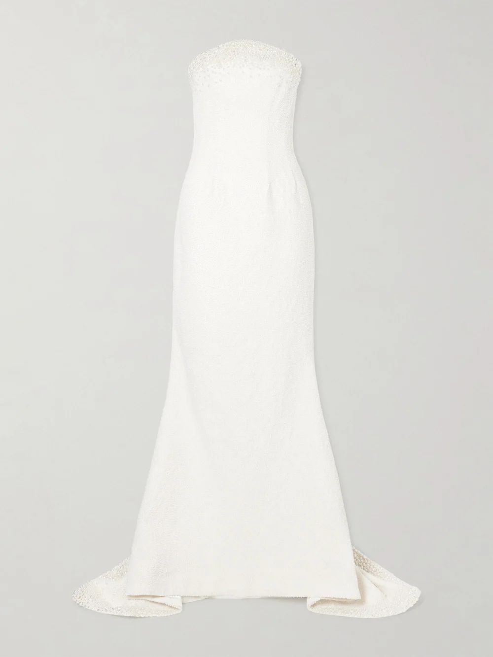 Clio Peppiatt Olympia Strapless Embellished Tulle Gown in ivory