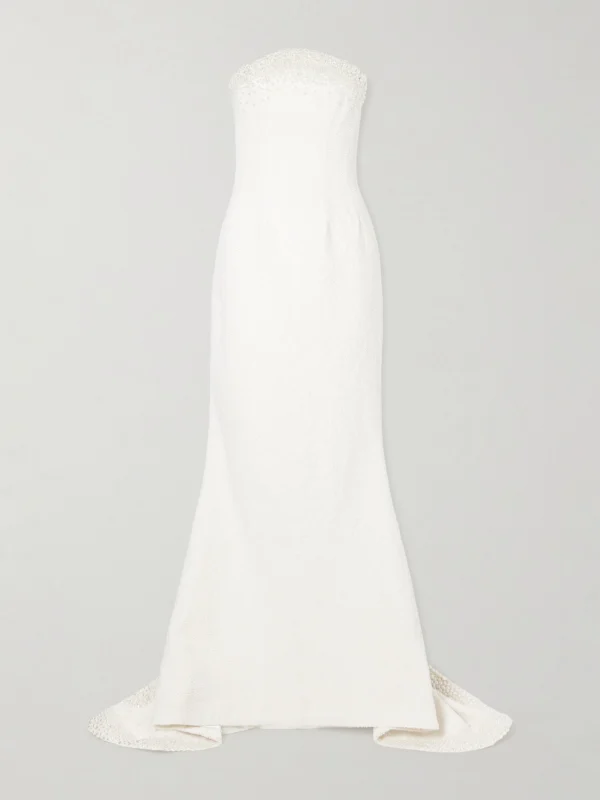 Clio Peppiatt Olympia Strapless Embellished Tulle Gown