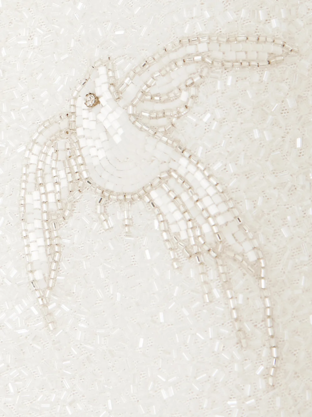Close-up detail of the Clio Peppiatt Snowdrop Embellished Beaded Stretch-tulle Mini Dress
