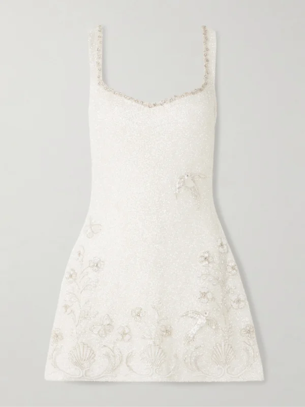 Clio Peppiatt Snowdrop Embellished Beaded Stretch-tulle Mini Dress