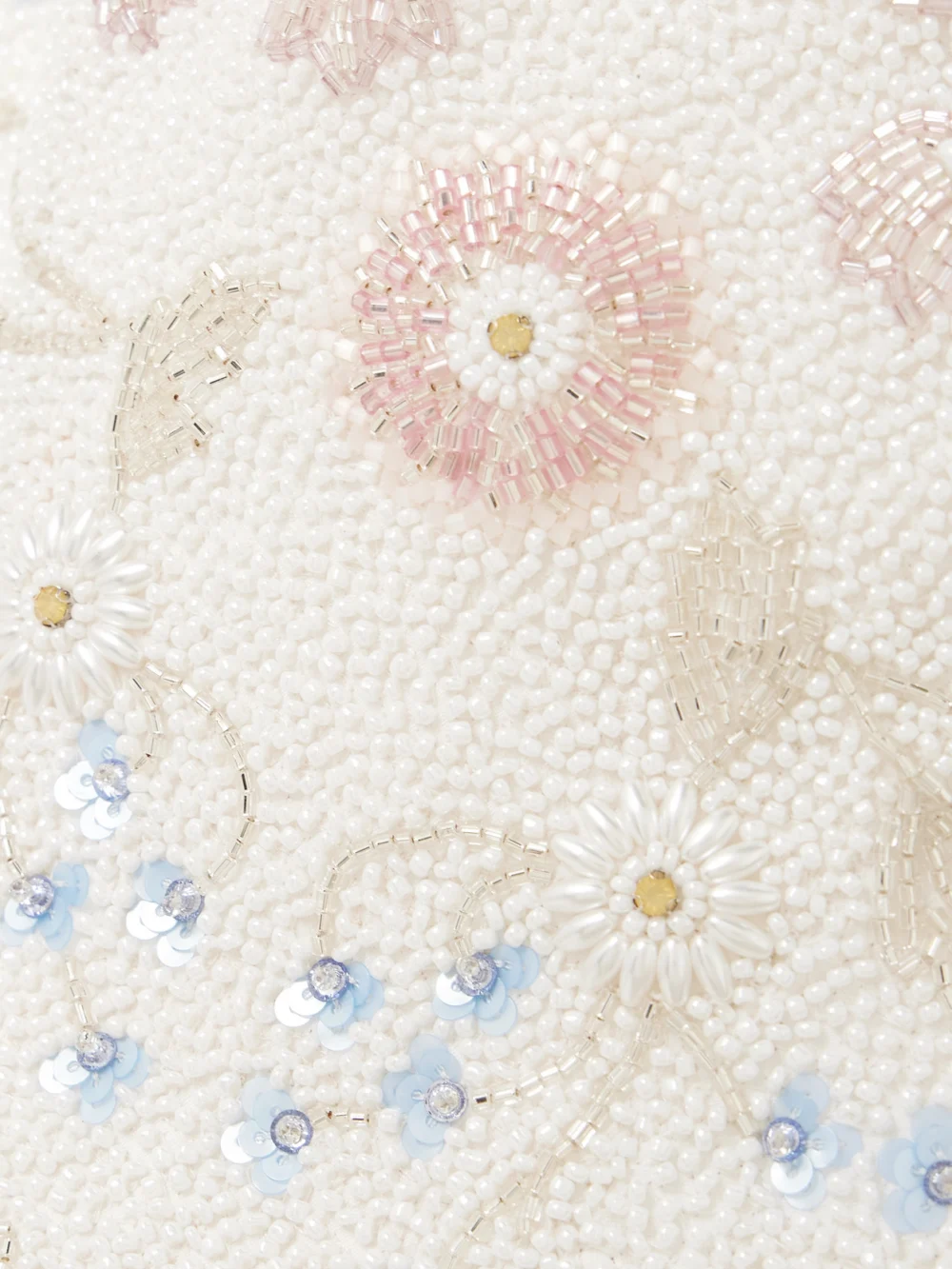 Close-up detail of the Clio Peppiatt Sophie Embellished Beaded Stretch-tulle Bustier Top