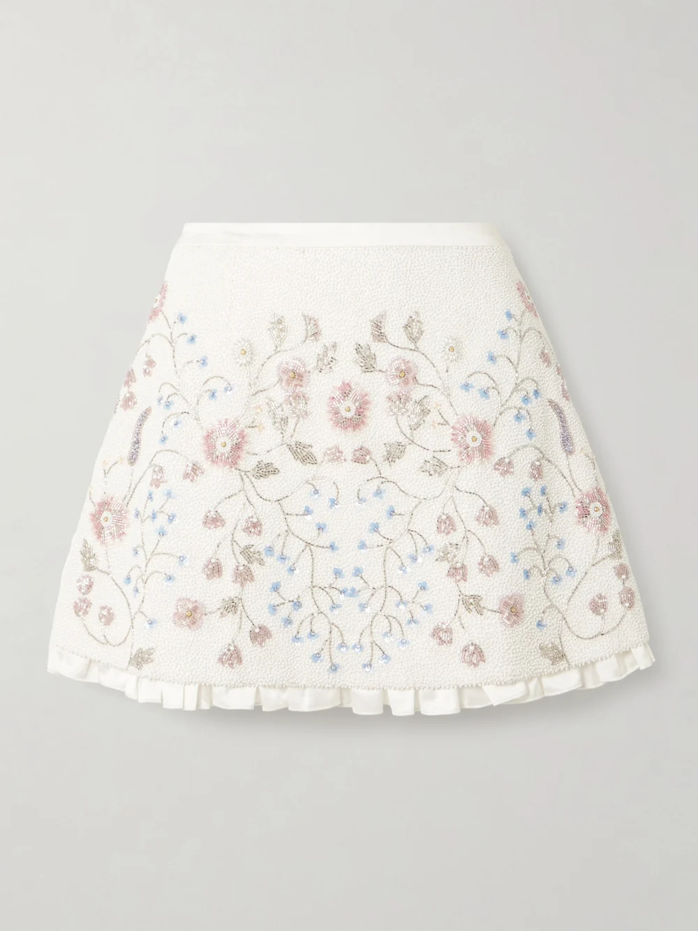 Clio Peppiatt Sophie Satin-trimmed Embellished Beaded Stretch-tulle Mini Skirt in multi