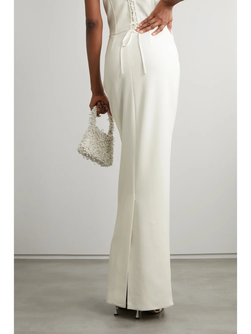 Back view of the Clio Peppiatt Stretch-crepe Maxi Skirt