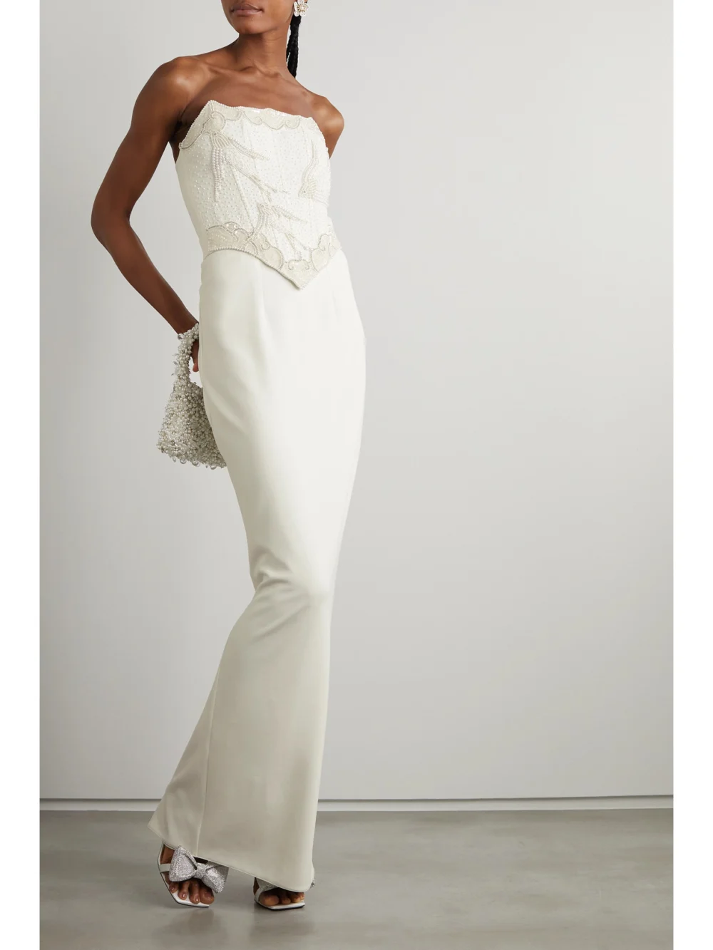 Clio Peppiatt Stretch-crepe Maxi Skirt, worn by a model