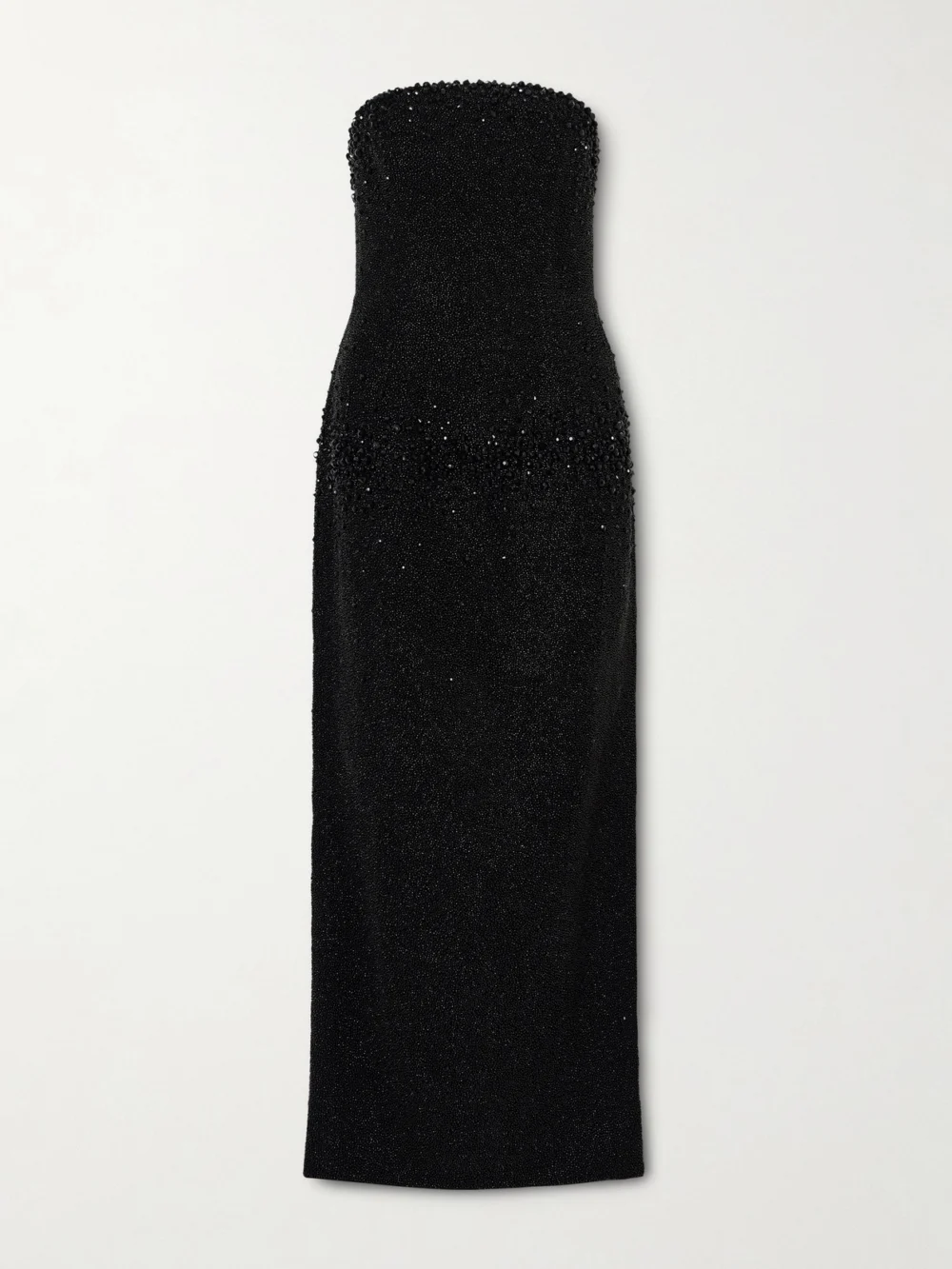 Clio Peppiatt Tina Strapless Embellished Crepe Gown in black