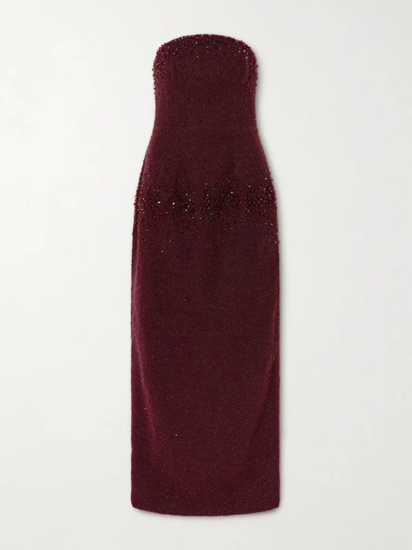 Clio Peppiatt Tina Strapless Embellished Crepe Gown