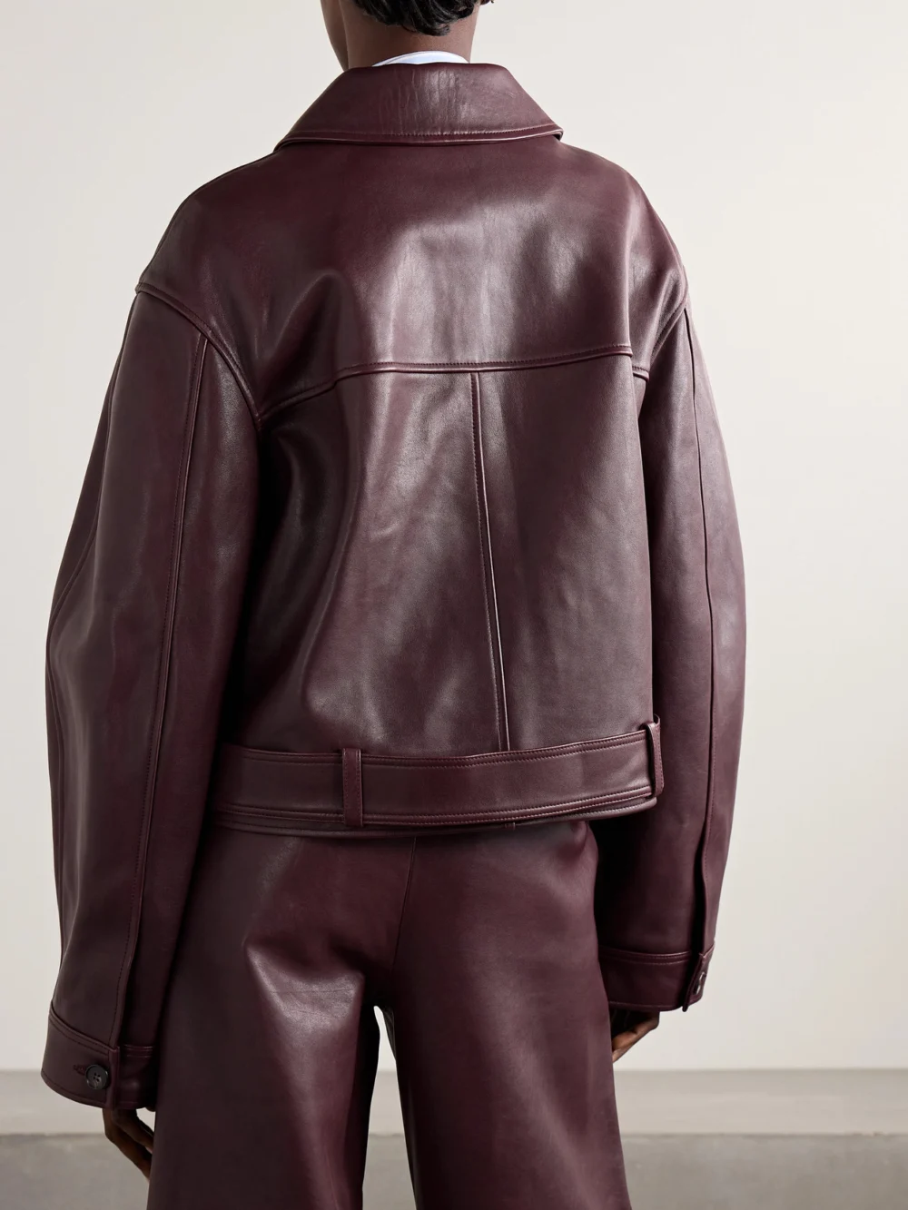 Back view of the Co Belted Leather Jacket