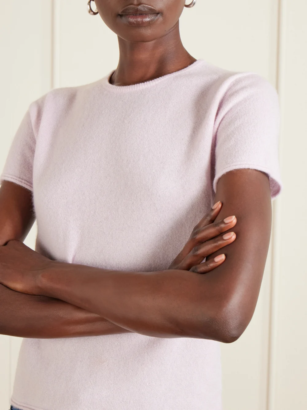 Close-up detail of the Co Cashmere and Silk-blend T-shirt