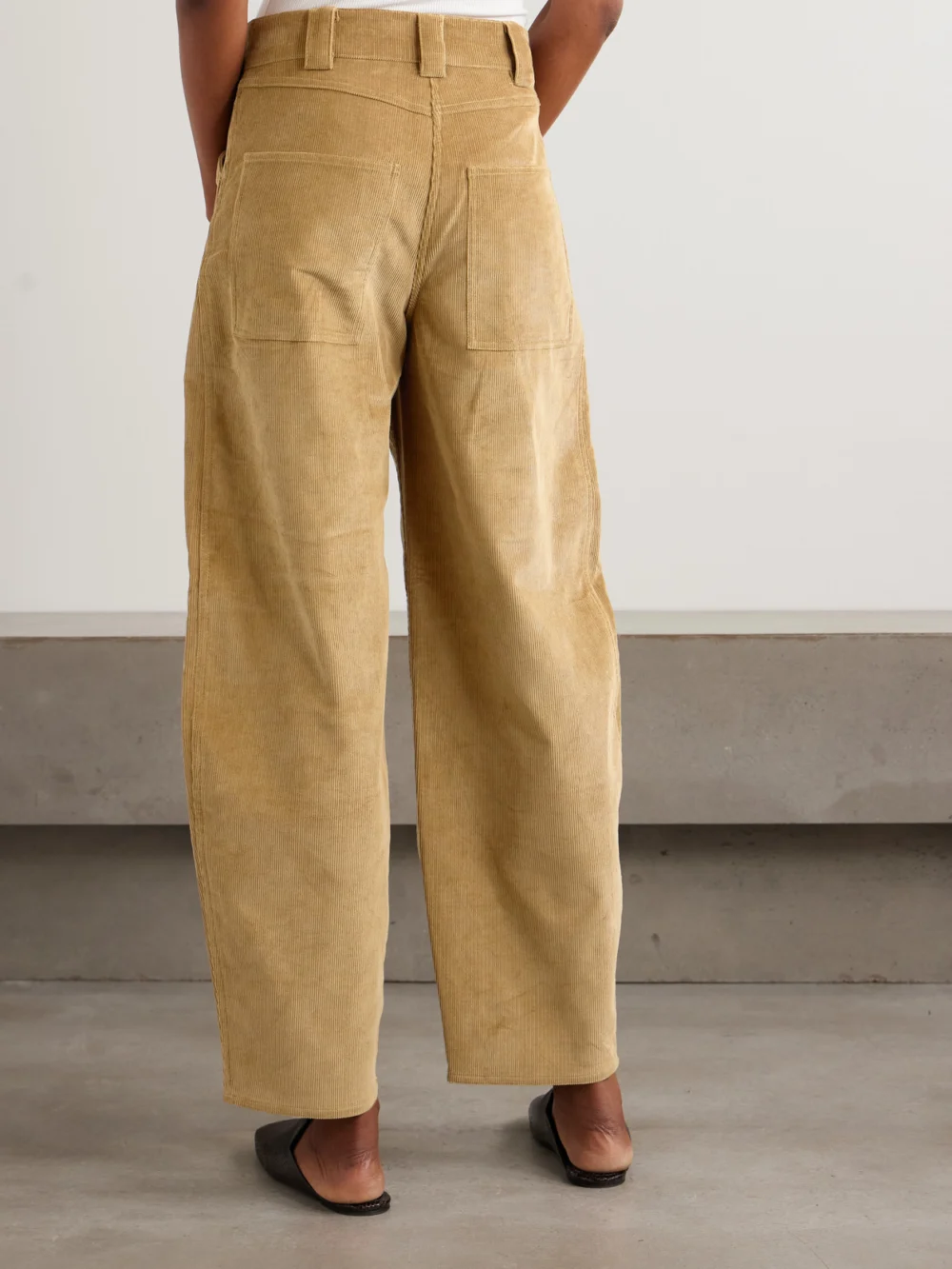 Back view of the Co Cotton-corduroy Barrel-leg Pants