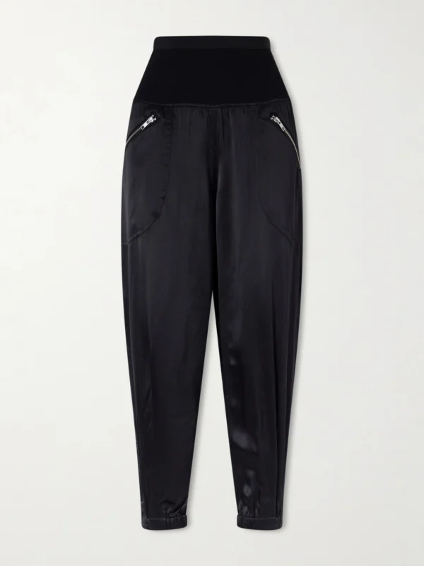 Co Cropped Zip-detailed Silk-satin Tapered Sweatpants