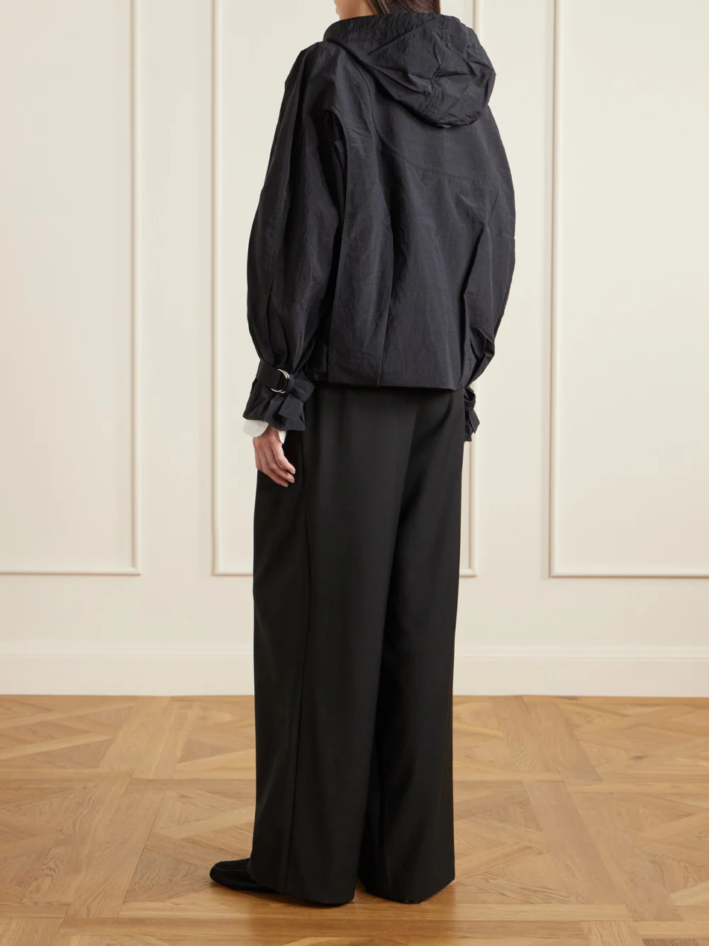 Back view of the Co Embellished Recycled-shell Half-zip Jacket