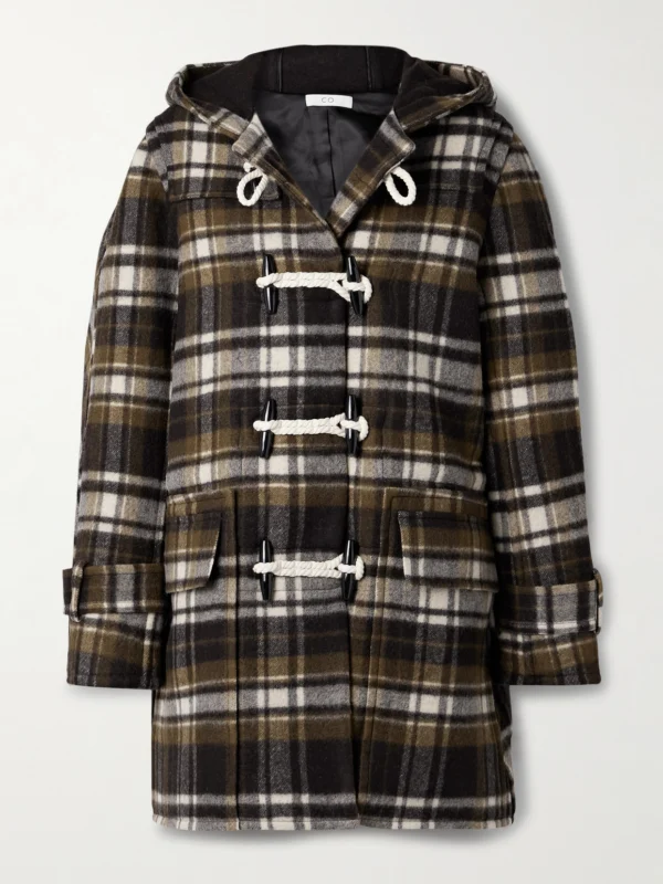 Co Hooded Checked Wool-felt Coat