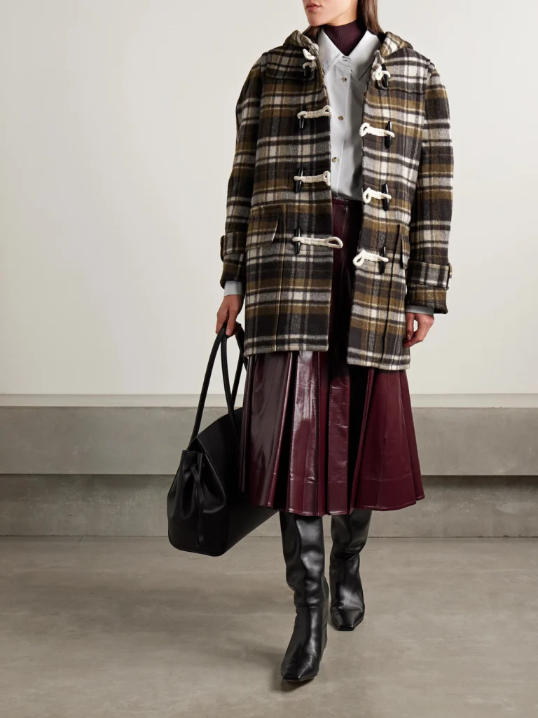 Co Hooded Checked Wool-felt Coat