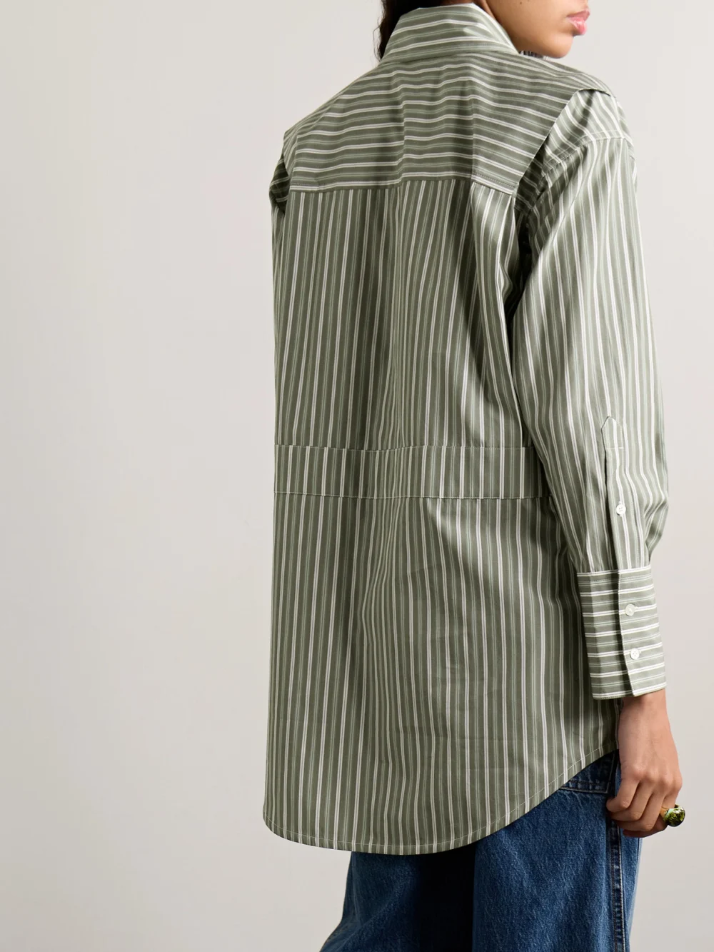 Back view of the Co Oversized Striped Cotton-poplin Shirt