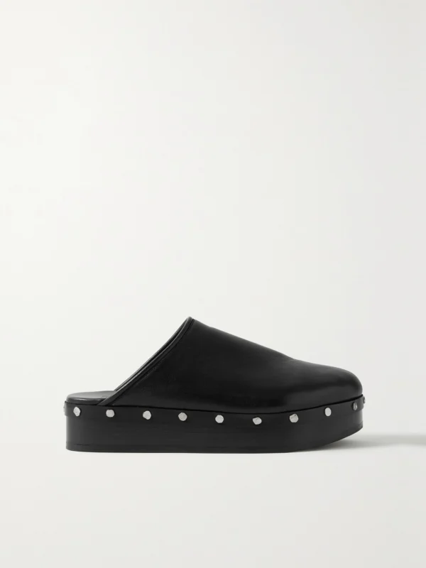 Co Studded Platform Leather Clogs