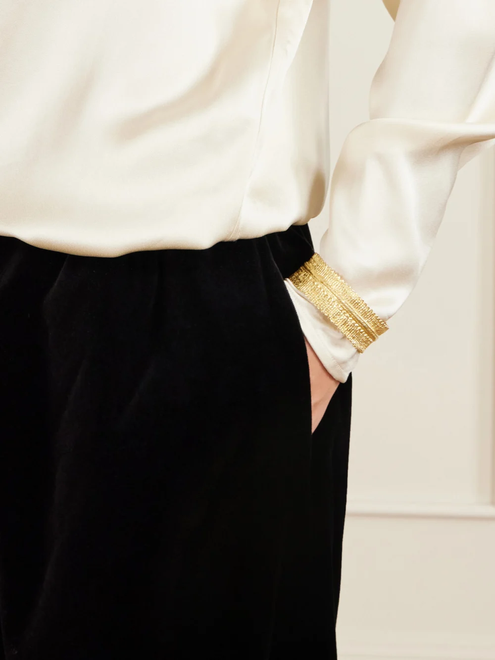 Close-up detail of the Colleen Allen Cotton-velvet Pants