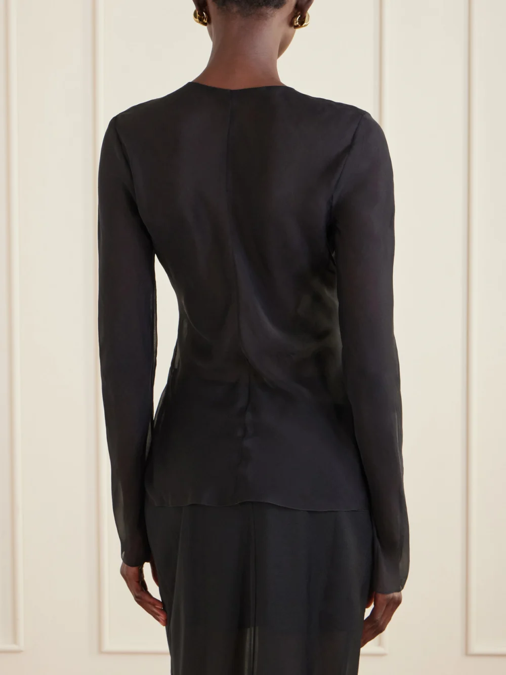 Back view of the Colleen Allen Cut-out Silk-chiffon Blouse
