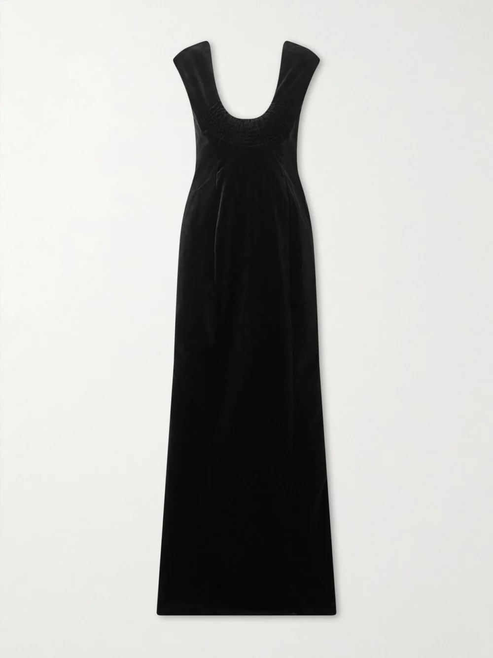 Colleen Allen Shirred Cotton-velvet Gown in black