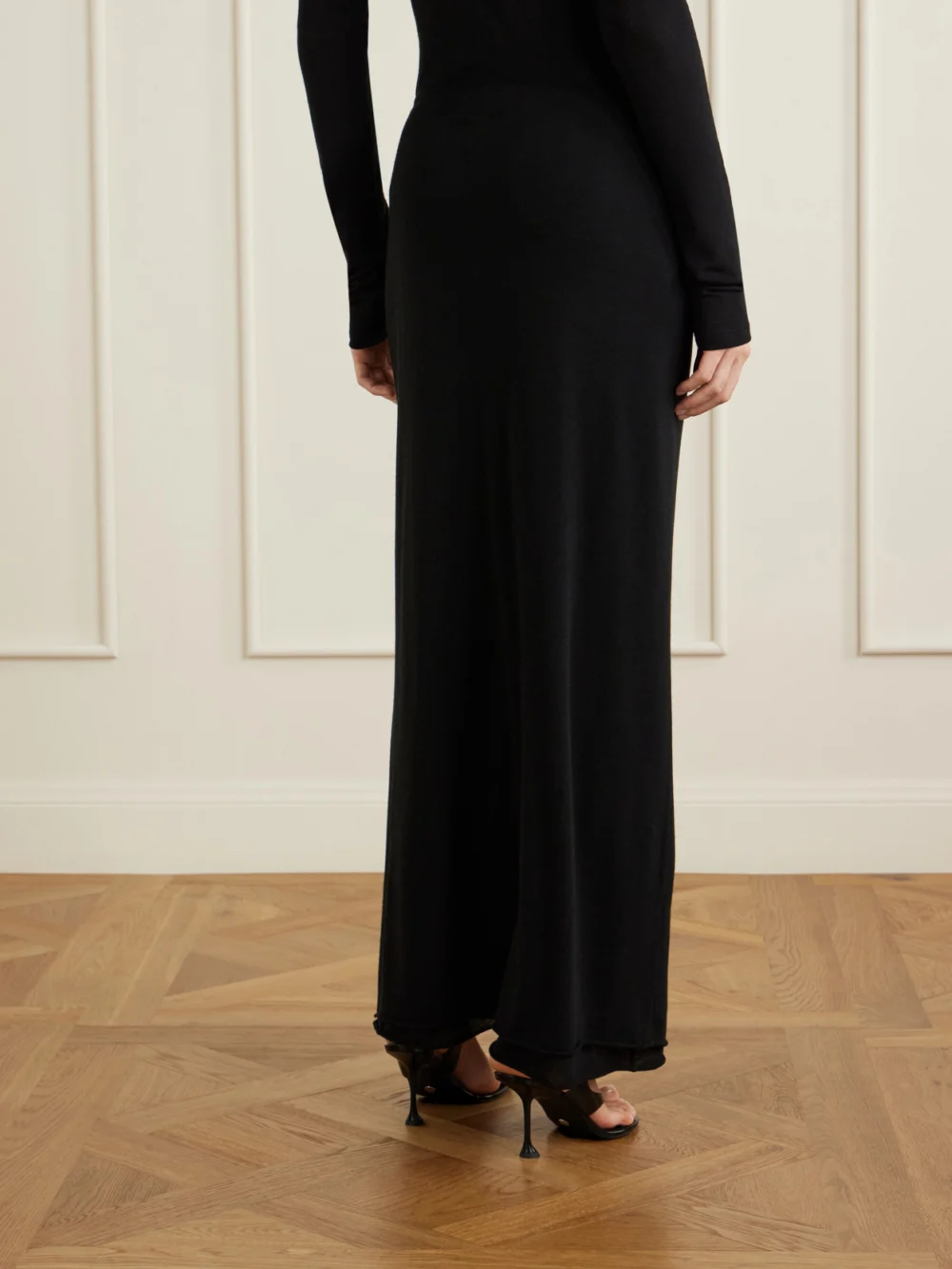 Back view of the Colleen Allen Stretch Tencel™ Modal, Silk and Cashmere-blend Maxi Skirt