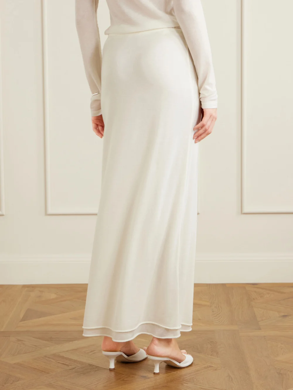 Back view of the Colleen Allen Stretch Tencel™ Modal, Silk and Cashmere-blend Maxi Skirt