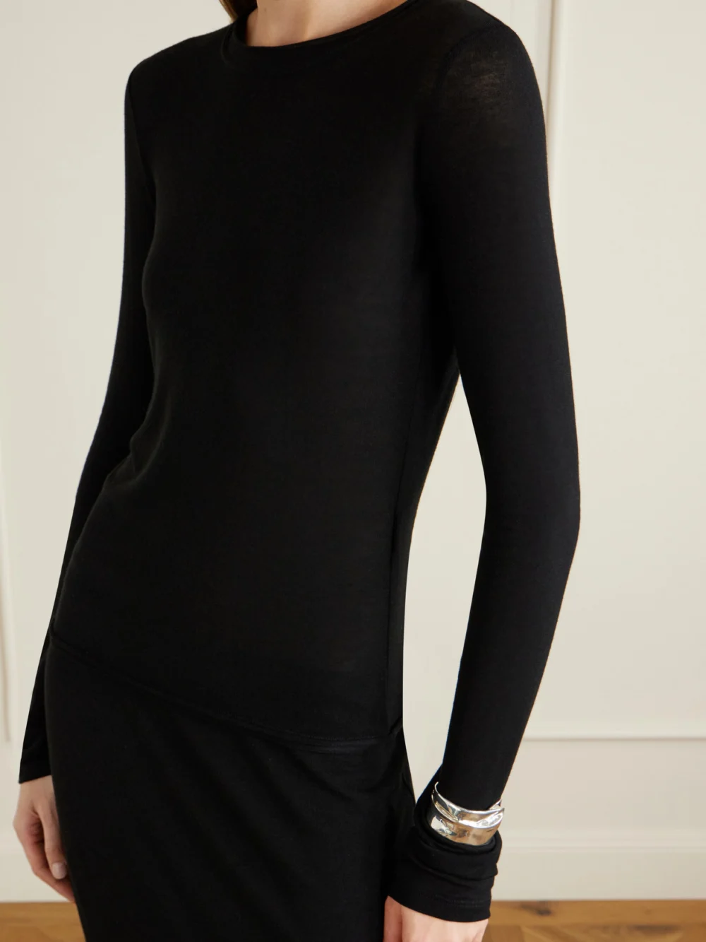 Close-up detail of the Colleen Allen Tencel™ Modal-blend T-shirt