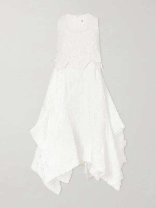 Comme des Garçons Crochet-trimmed Cloqué Midi Dress