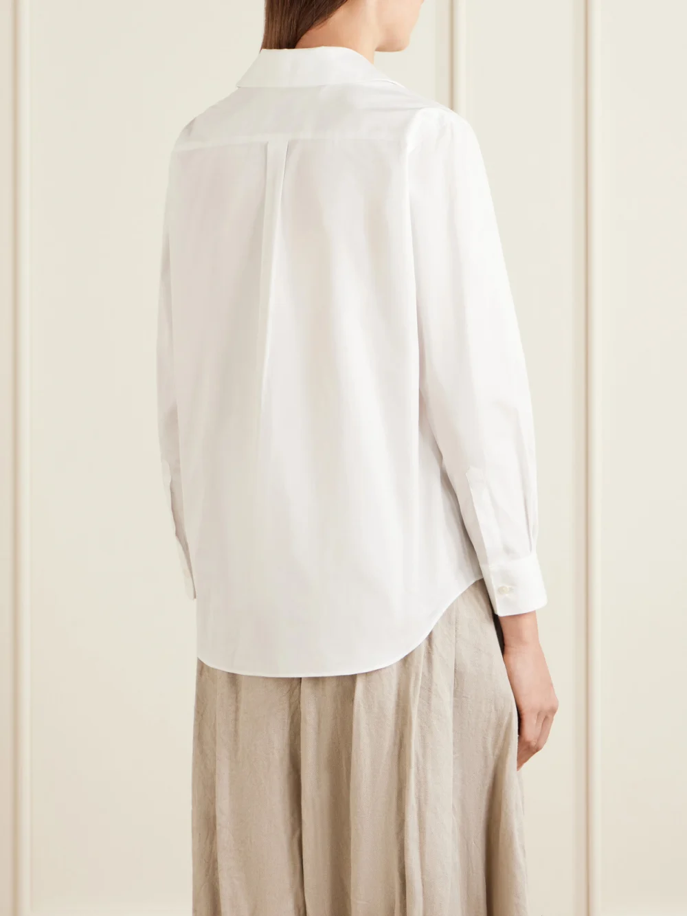 Back view of the Comme des Garçons Crochet-trimmed Cotton-poplin Shirt
